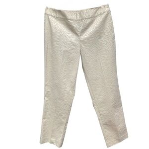 600 WEST Pants Womens 12 Ankle Neutral Cream Beige Zebra Print Casual Workwear